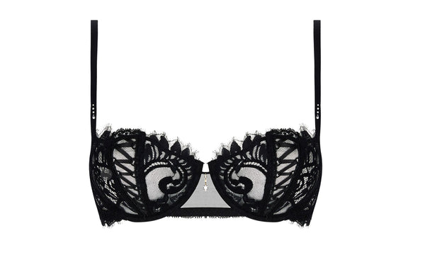 Lise Charmel Désirs de Venise Vertical Seam Demi Cup Bra – Black Embroidered Underwire Support