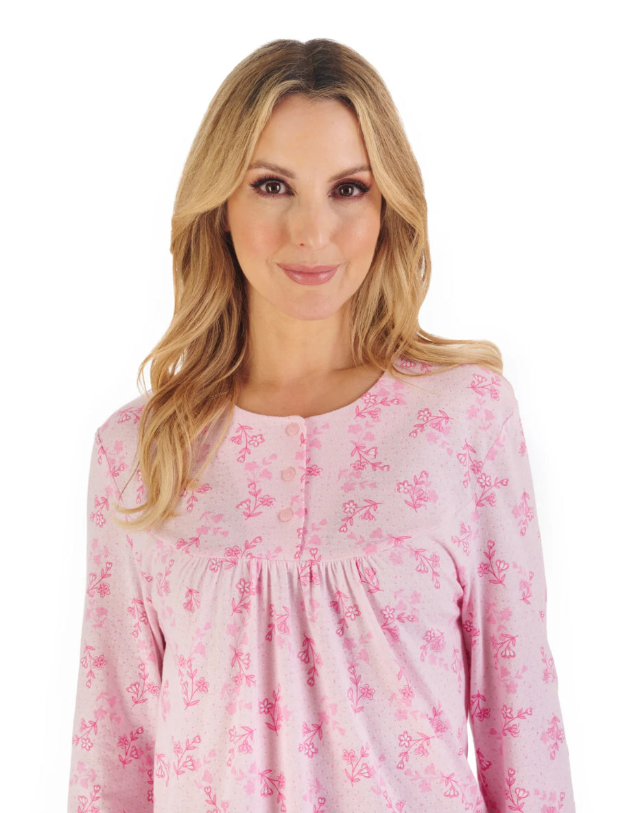 Slenderella Floral Print 50” Jacquard Jersey Nightdress
