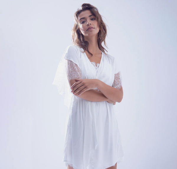 Admas Satin & Lace Bridal Kimono Robe