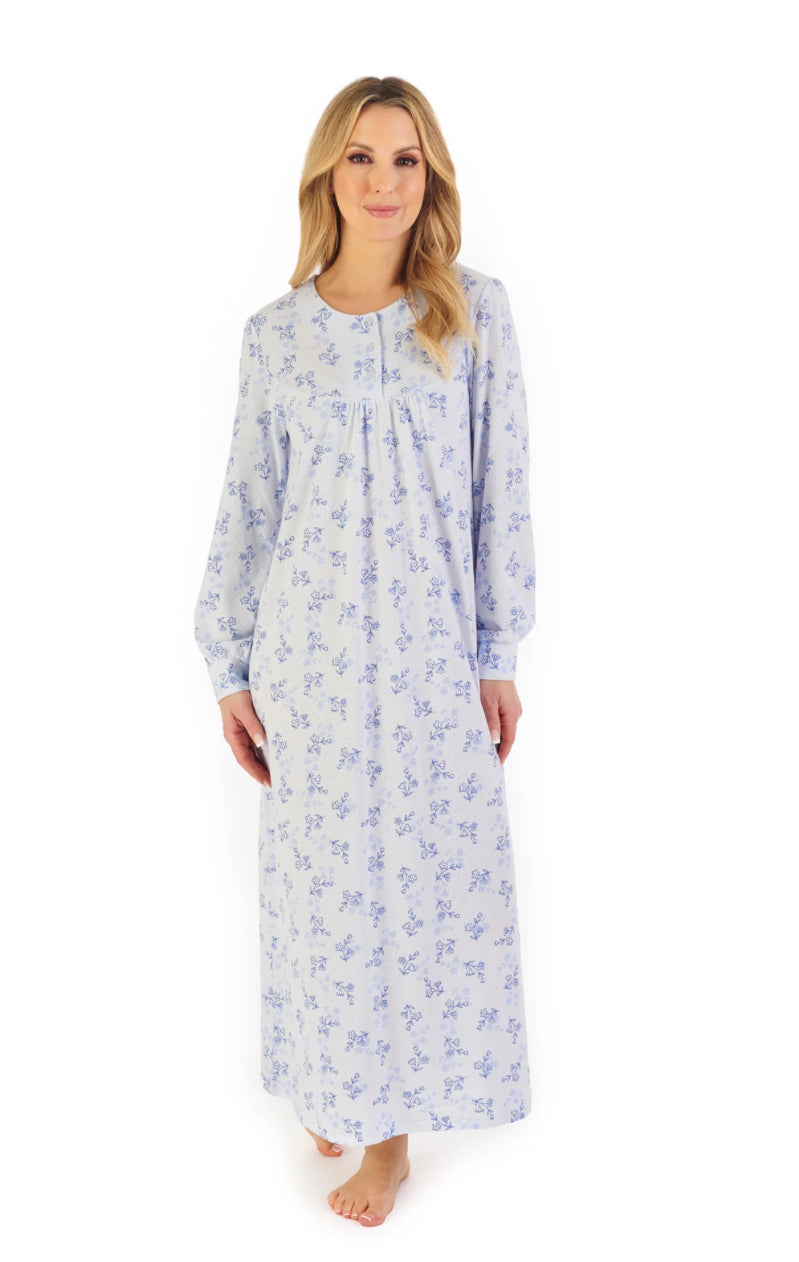 Slenderella Floral Print 50” Jacquard Jersey Nightdress
