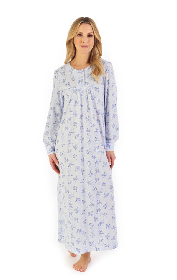 Slenderella Floral Print 50” Jacquard Jersey Nightdress