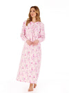 Slenderella Floral Scroll 50” Long Sleeve Jersey Nightdress