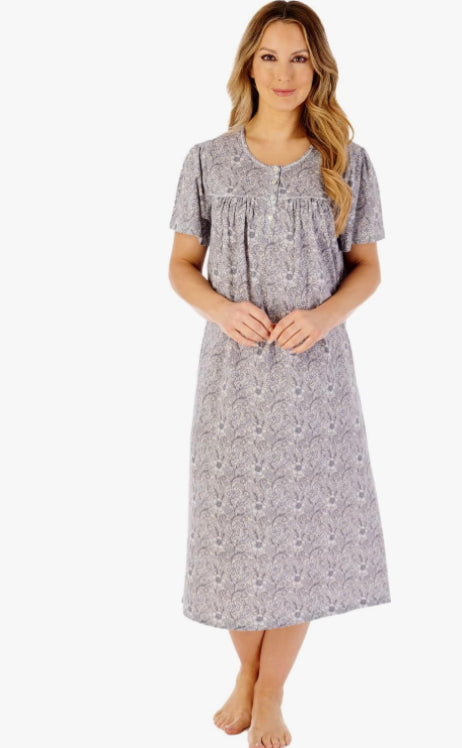 Slenderella Indi Print 45” Short Sleeve Jersey Nightdress