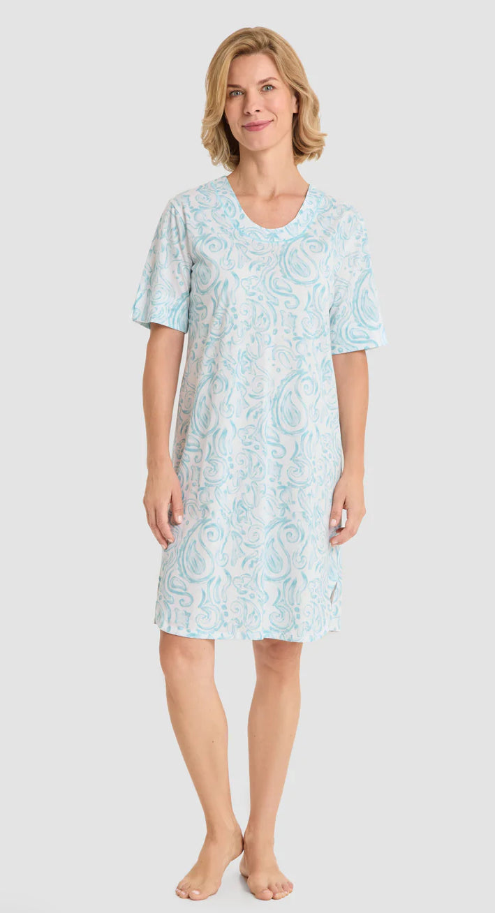 Rösch Nightgown – Big Paisley 100% Cotton Short Sleeve Nightdress for Women