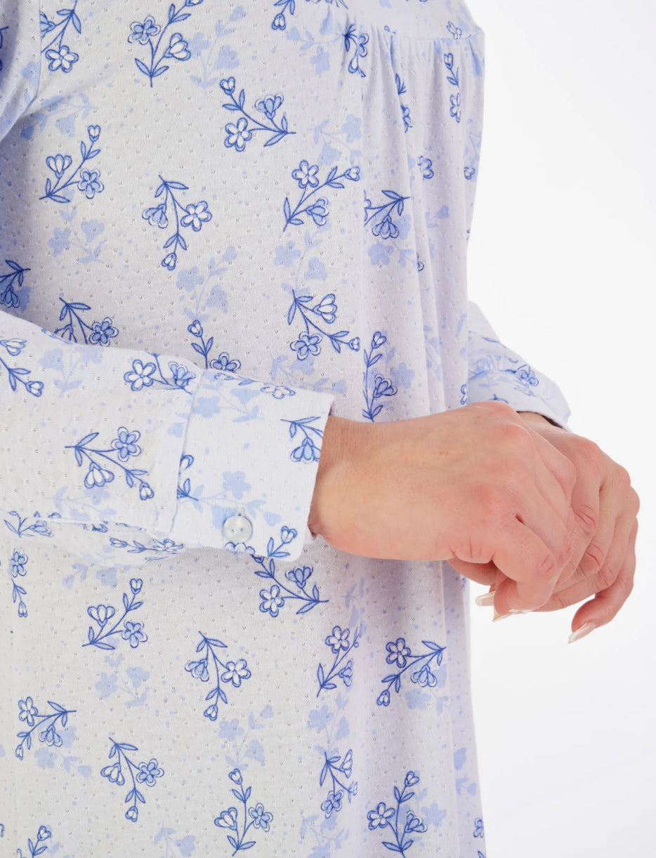 Slenderella Floral Print 50” Jacquard Jersey Nightdress