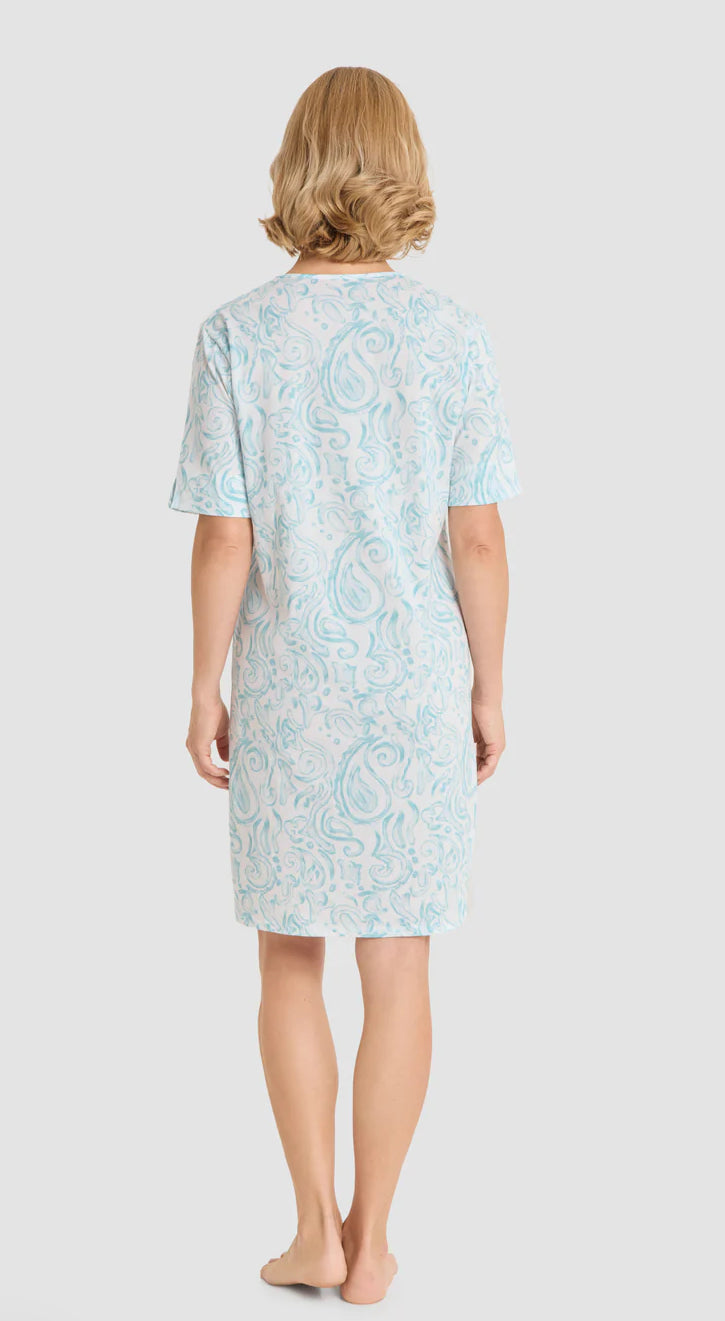 Rösch Nightgown – Big Paisley 100% Cotton Short Sleeve Nightdress for Women