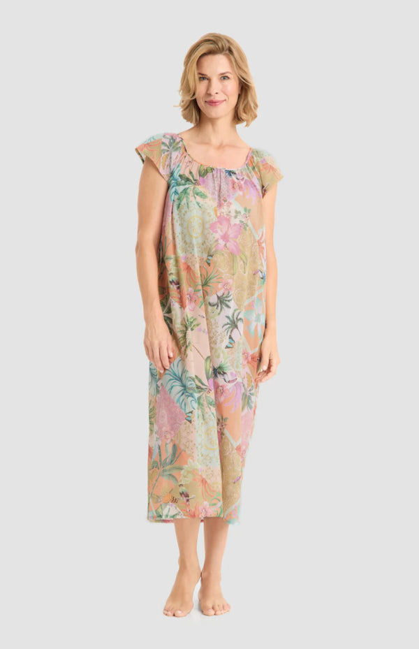 Rösch Nightgown – Summer Bloom Floral Cotton Voile Maxi Nightdress for Women