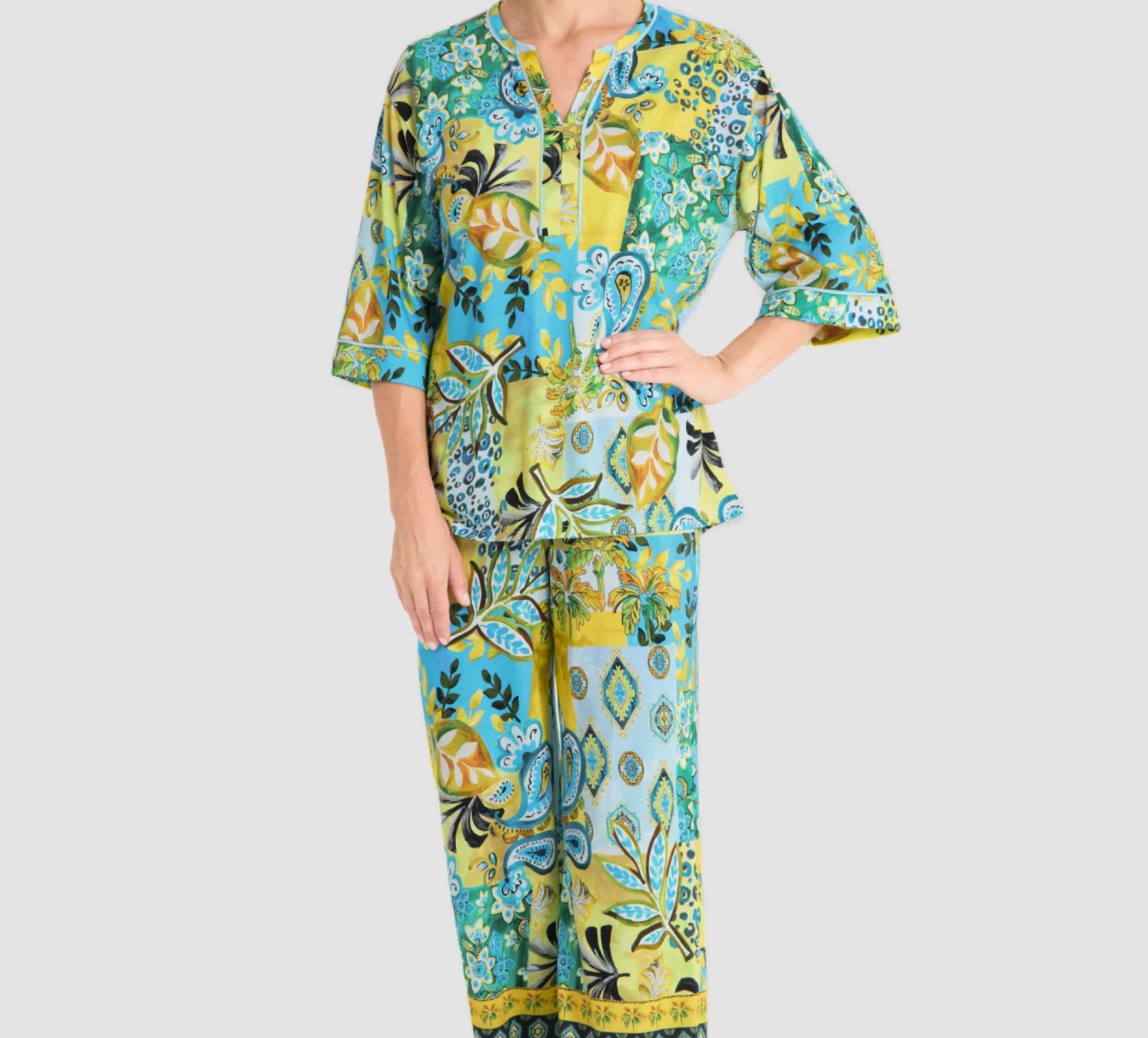 Rösch Placed Print Pyjama Set – Luxury Cotton Modal Women’s Sleepwear Set