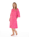 42" Embossed Floral Terrycloth Zip Up Robe