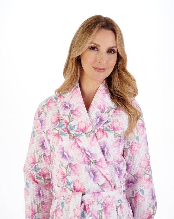 Slenderella Printed Waffle 46" Shawl Collar Wrap