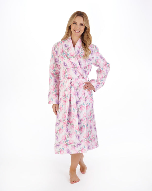 Slenderella Printed Waffle 46" Shawl Collar Wrap