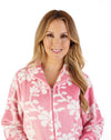 Slenderella 46″ Floral Flannel Fleece Housecoat – Soft, Cozy Zip-Through Comfort