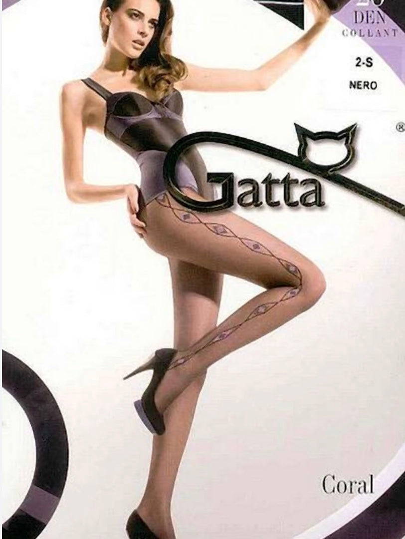 Gatta Amelia Coral Patterned Tights – 20 Den Sheer Legwear | Stylish Women’s Hosiery
