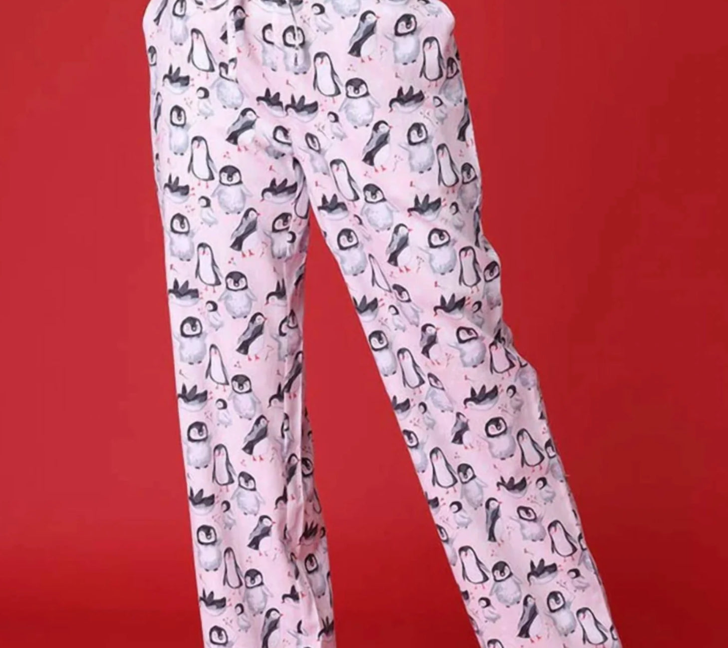 Mahogany - Happy Penguin Pink Flannel Pajama Pants – Cozy, Playful, 100% Comfort