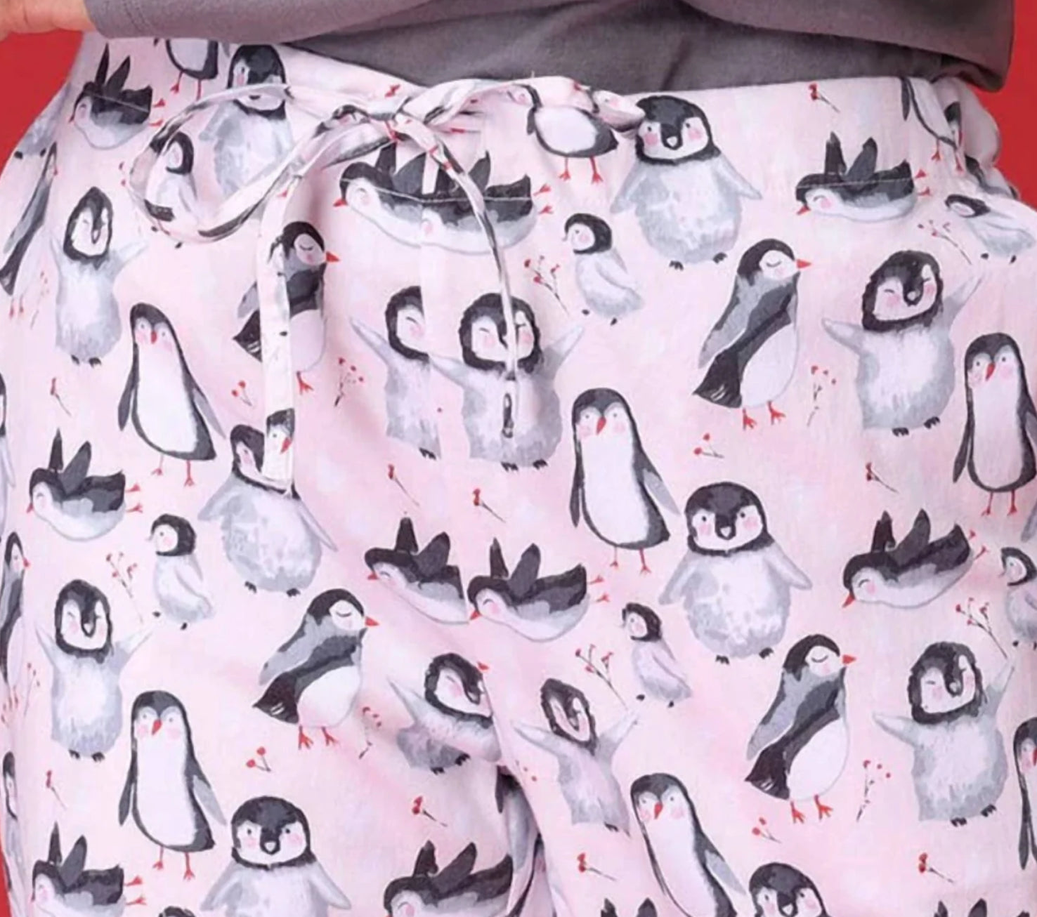 Mahogany - Happy Penguin Pink Flannel Pajama Pants – Cozy, Playful, 100% Comfort