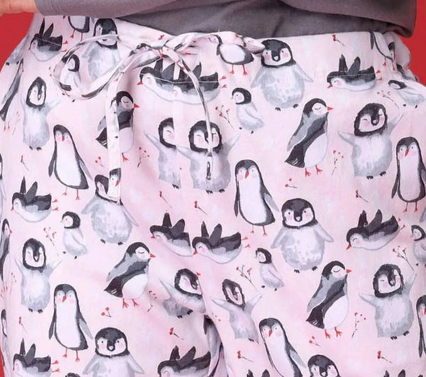 Mahogany - Happy Penguin Pink Flannel Pajama Pants – Cozy, Playful, 100% Comfort