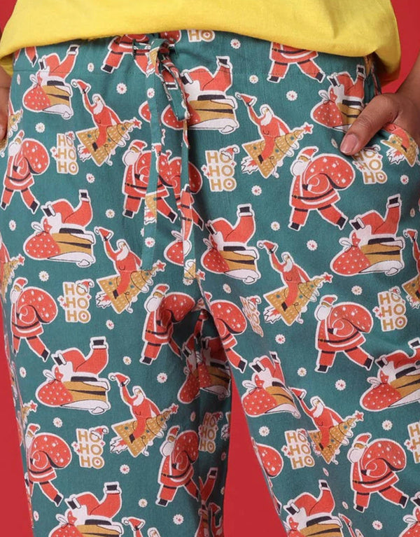 Mahogany - Hey Santa Green Flannel Pajama Pants – Cozy, Playful, 100% Comfort