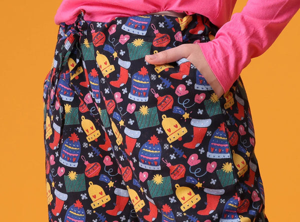 Mahogany - Bright and Merry Black Flannel Pajama Pants – Cozy, Playful, 100% Comfort