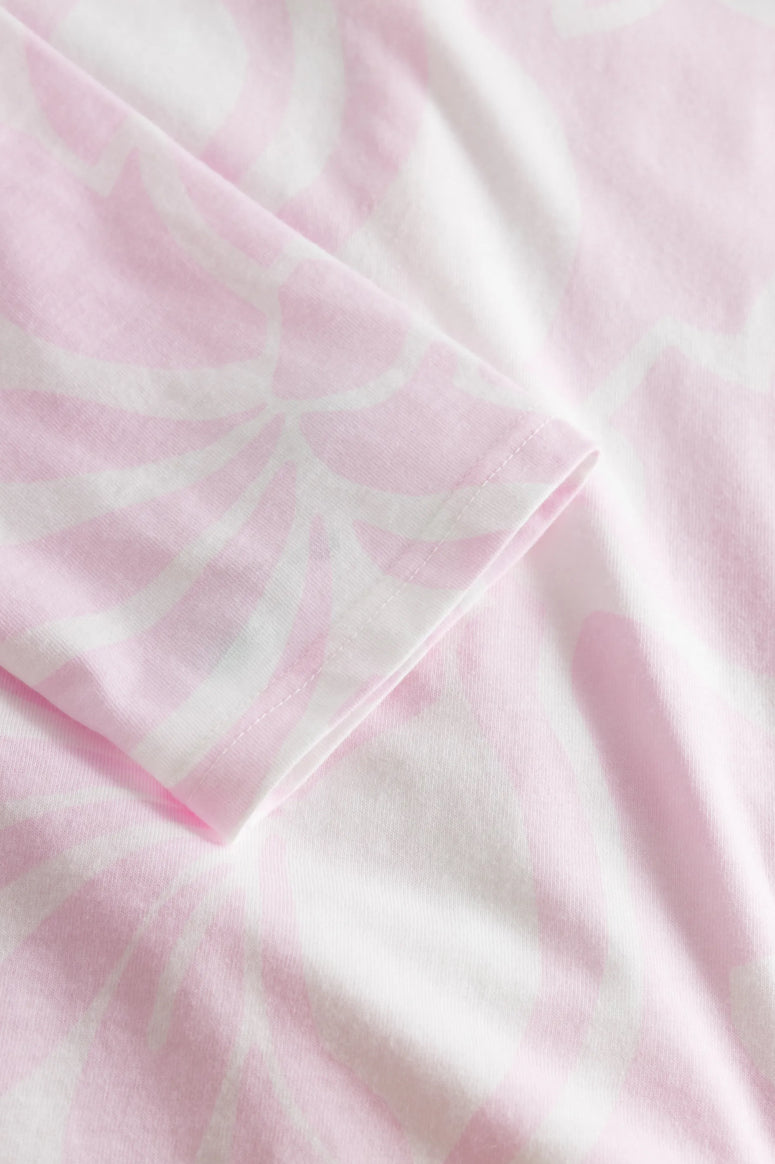 Rösch Mono Flowers Pyjama Set – Soft Cotton-Modal Floral Comfort in Pink