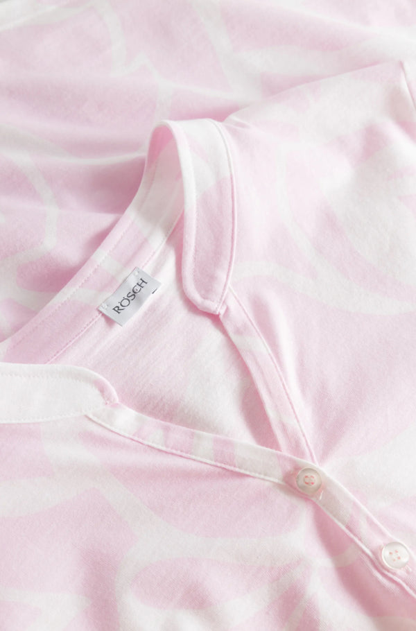 Rösch Mono Flowers Pyjama Set – Soft Cotton-Modal Floral Comfort in Pink