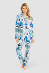Louis Féraud Fancy Flower Pyjama Set – Elegant Cotton-Blend Floral Sleepwear in Blue