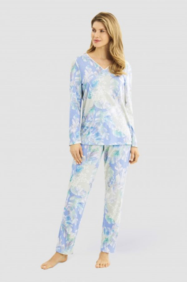 Rösch Pyjama Set – Cotton-Modal Comfort with Modern Leaves Print