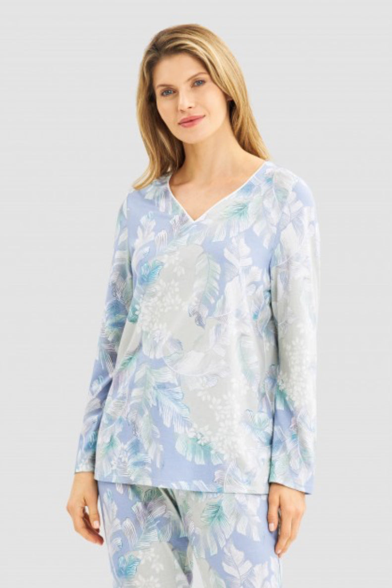 Rösch Pyjama Set – Cotton-Modal Comfort with Modern Leaves Print
