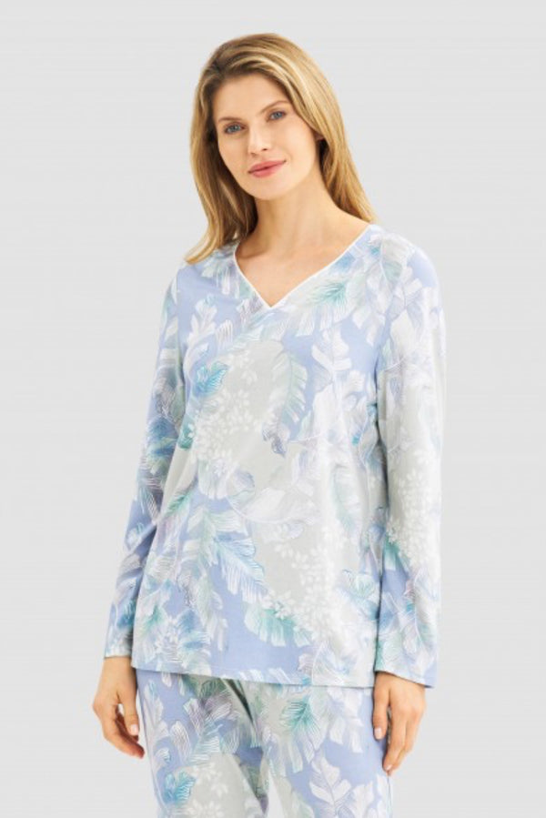 Rösch Pyjama Set – Cotton-Modal Comfort with Modern Leaves Print