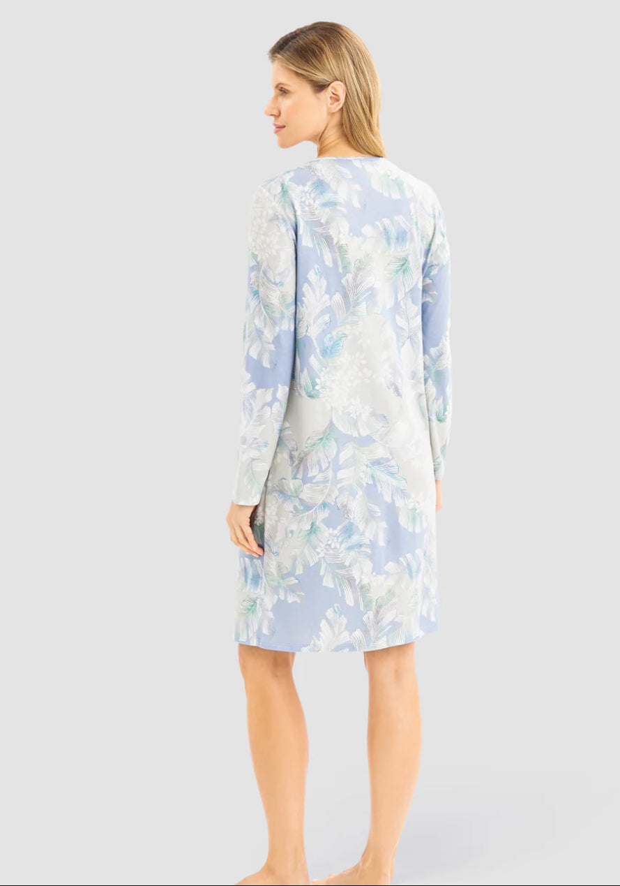 Rösch Nightdress – Modern Leaves Botanical Print in Soft Cotton-Modal