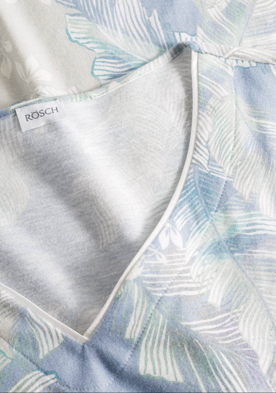 Rösch Nightdress – Modern Leaves Botanical Print in Soft Cotton-Modal