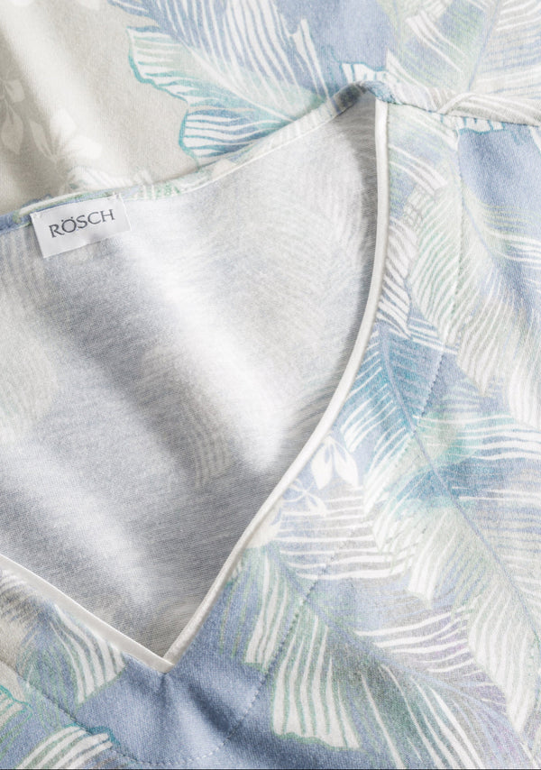 Rösch Nightdress – Modern Leaves Botanical Print in Soft Cotton-Modal