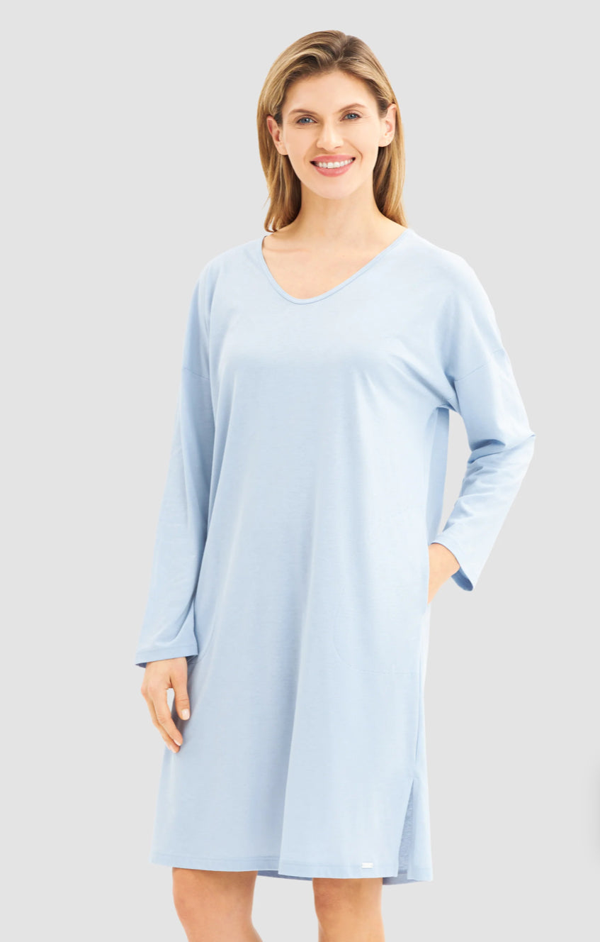 Rösch Nightdress – Cotton-Modal Comfort in Smokey Blue
