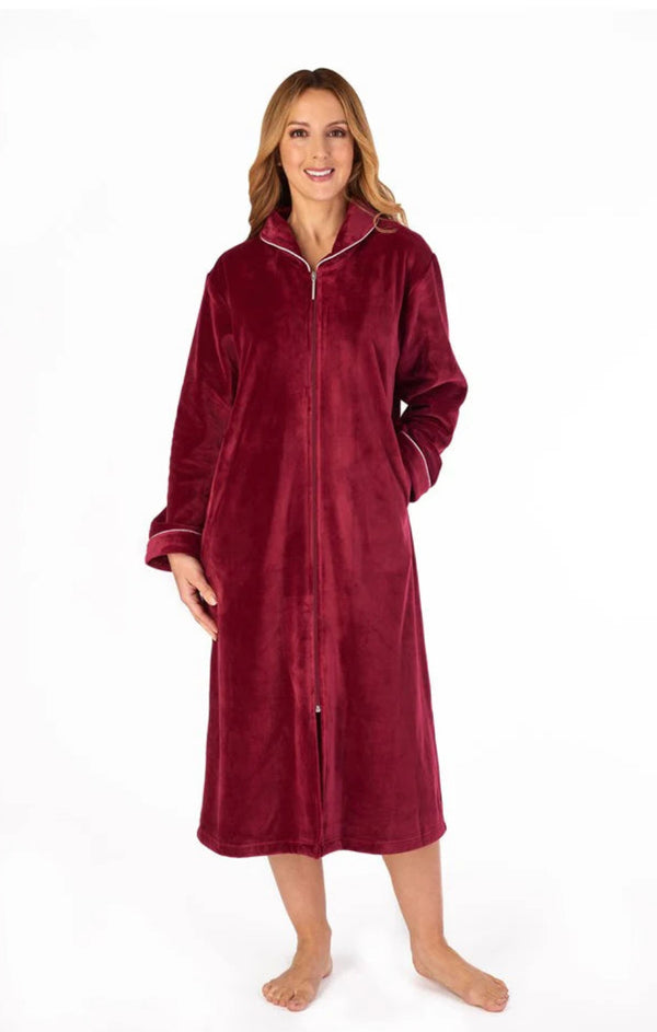 Gaspé Luxury Velvet Housecoat – Plush Zip-Through Comfort