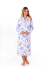Slenderella 45″ Floral Mock-Quilt Button-Through Housecoat