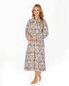 Fleece Abstract Print Button Down Robe