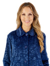 Slenderella 46″ Embossed Crystal Fleece Button Down Housecoat