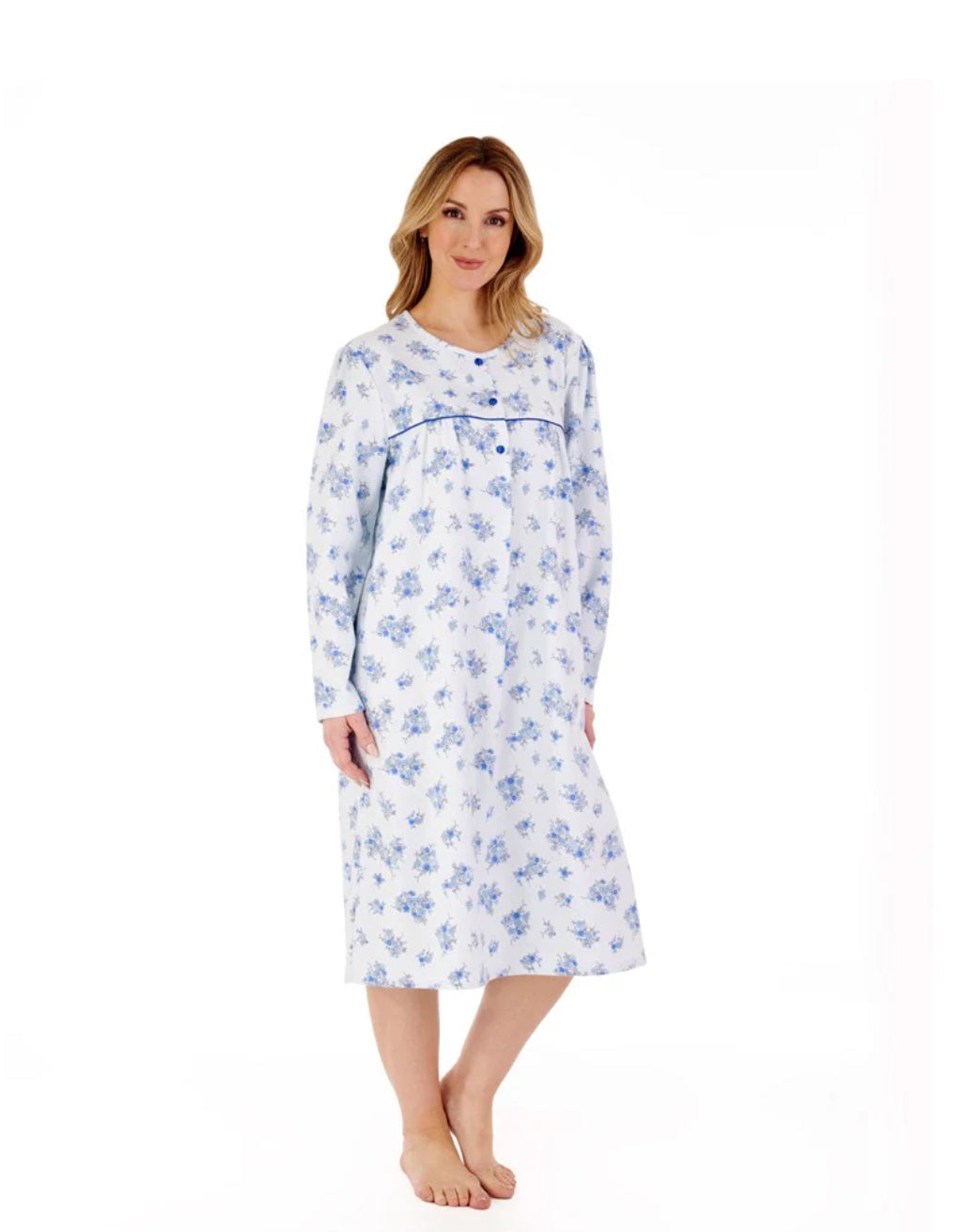 Slenderella Floral Luxury Flannel Nightdress – Classic 43″ Cotton Sleepwear
