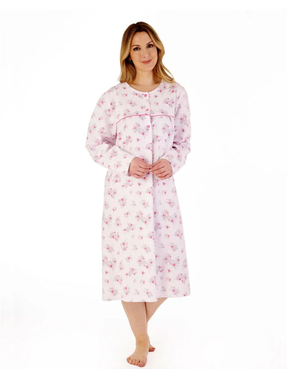 Slenderella Floral Luxury Flannel Nightdress – Classic 43″ Cotton Sleepwear