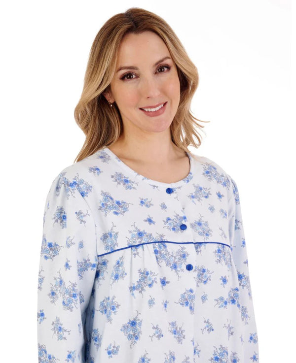 Slenderella Floral Luxury Flannel Nightdress – Classic 43″ Cotton Sleepwear