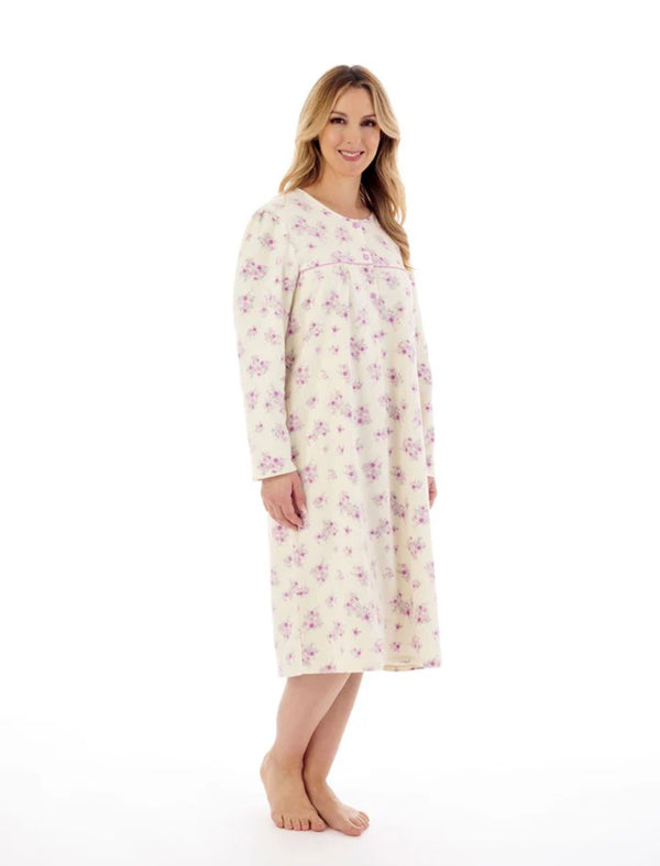 Slenderella Floral Luxury Flannel Nightdress – Classic 43″ Cotton Sleepwear