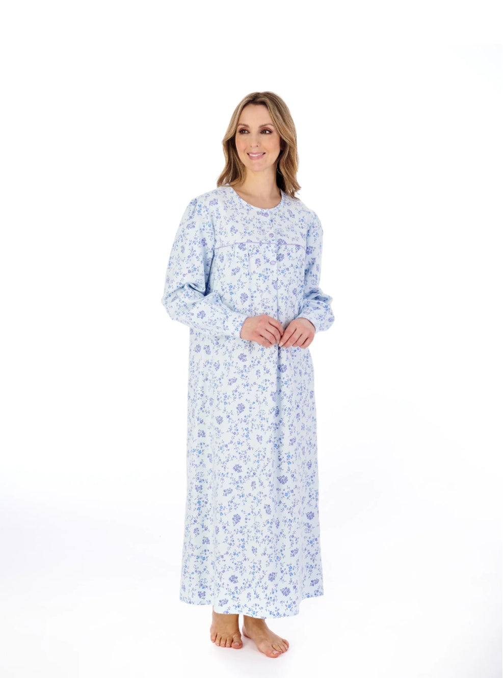 Slenderella 51″ Floral Printed Luxury Flannel Nightdress – Cozy Cotton Comfort for Cold Nights