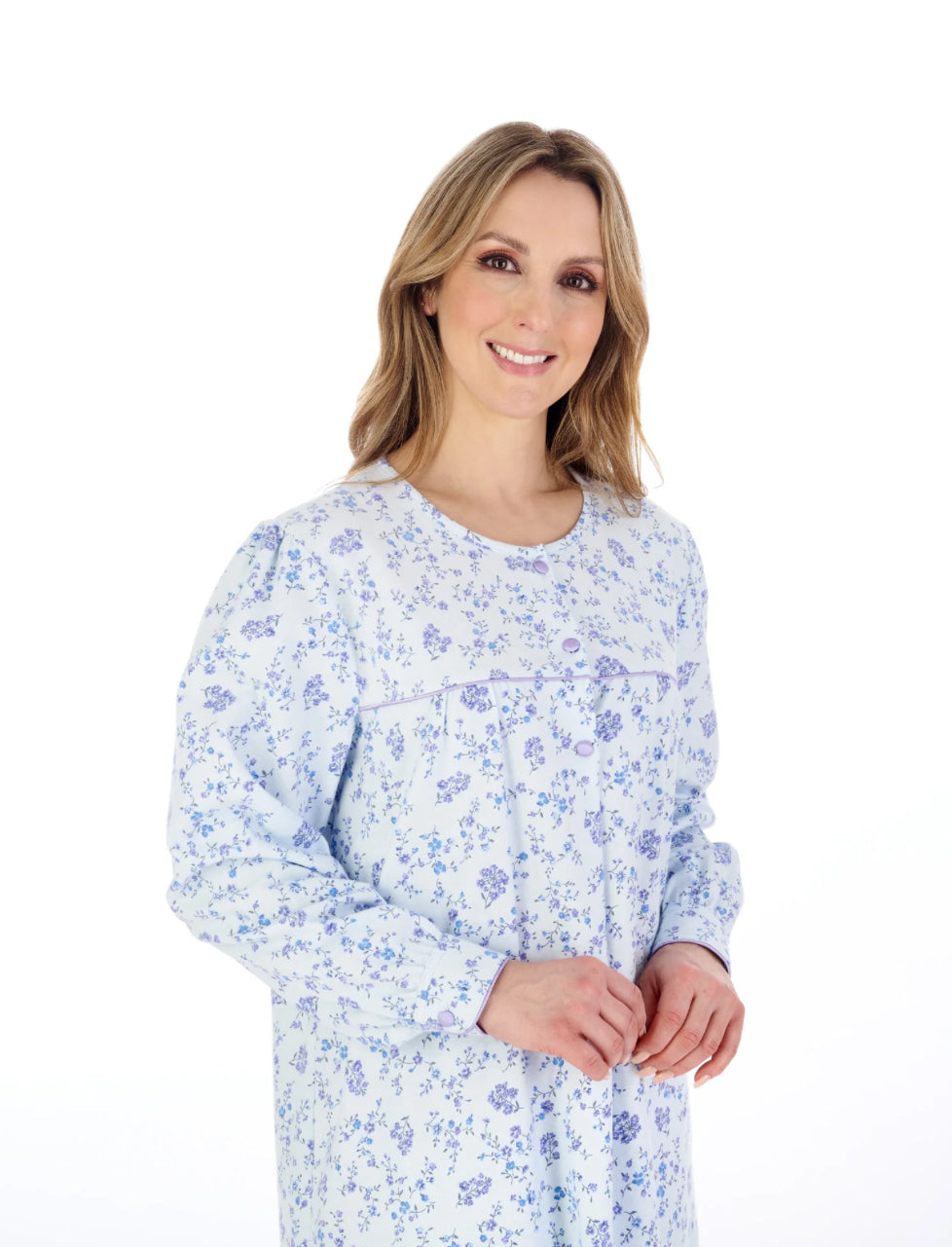 Slenderella 51″ Floral Printed Luxury Flannel Nightdress – Cozy Cotton Comfort for Cold Nights