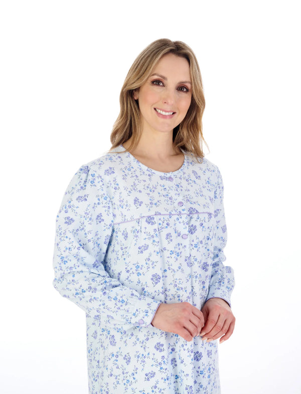 Slenderella 51″ Floral Printed Luxury Flannel Nightdress – Cozy Cotton Comfort for Cold Nights