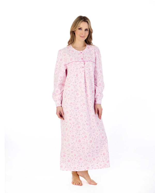 Slenderella 51″ Floral Printed Luxury Flannel Nightdress – Cozy Cotton Comfort for Cold Nights