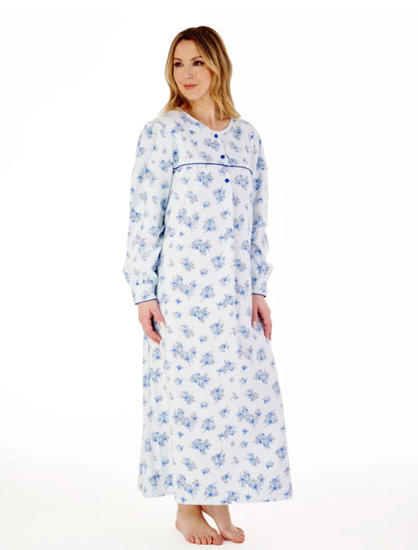 Slenderella Floral Luxury Flannel 51" Nightdress – Cozy All-Night Comfort & Classic Style