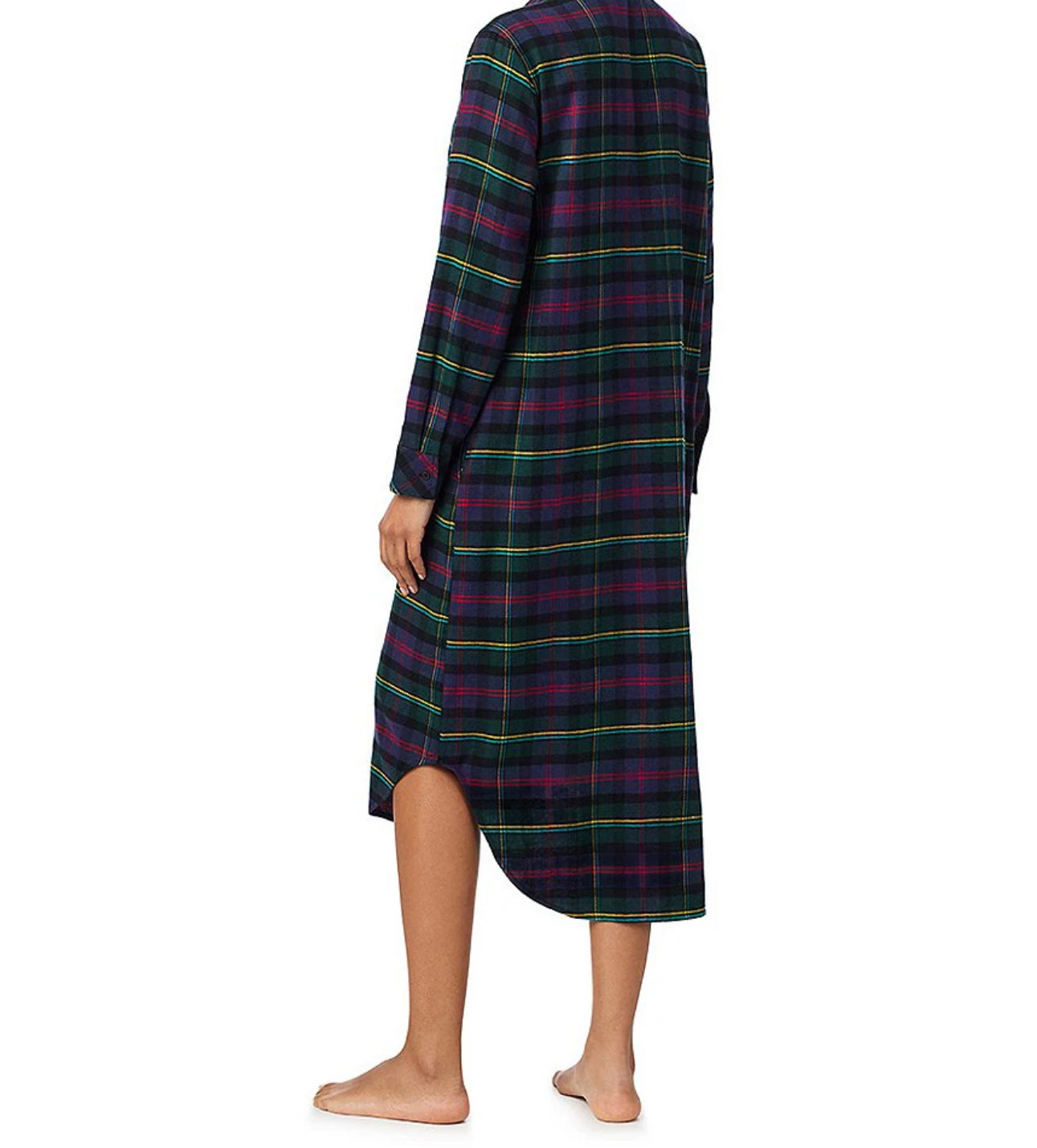 Lauren Ralph Lauren Plaid Ballet Sleepshirt – Classic Button-Front Comfort in Brushed Flannel Twill