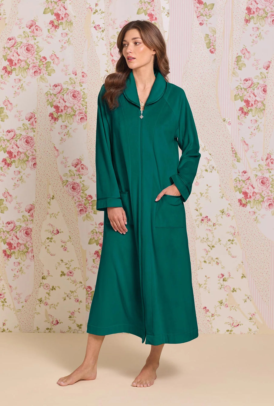 Eileen West Lux Velour Long Zip Robe