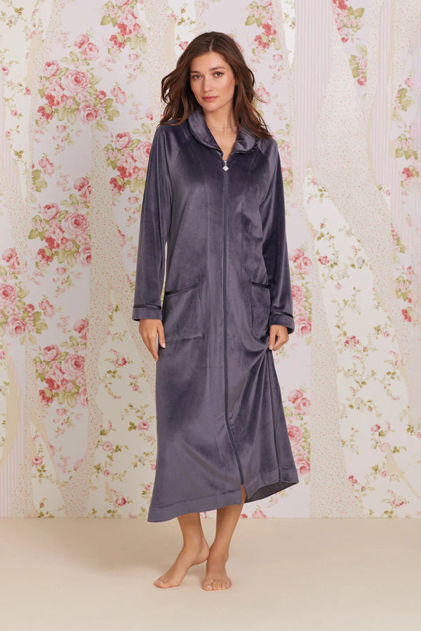 Eileen West Lux Velour Long Zip Robe