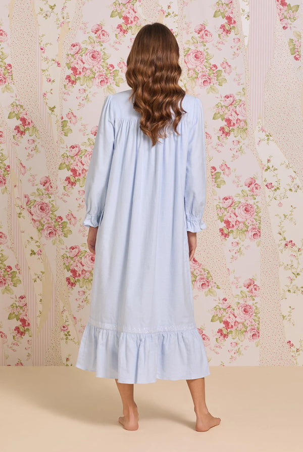 Eileen West Heritage Cotton Flannel Embroidery High Neck Ballet Length Nightgown