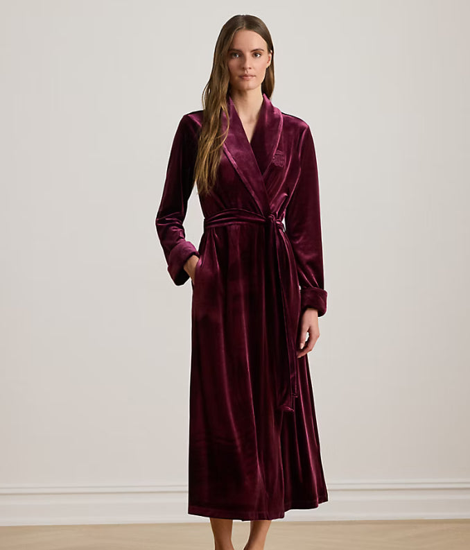 Ralph Lauren Women’s Velvet Long Shawl-Collar Robe